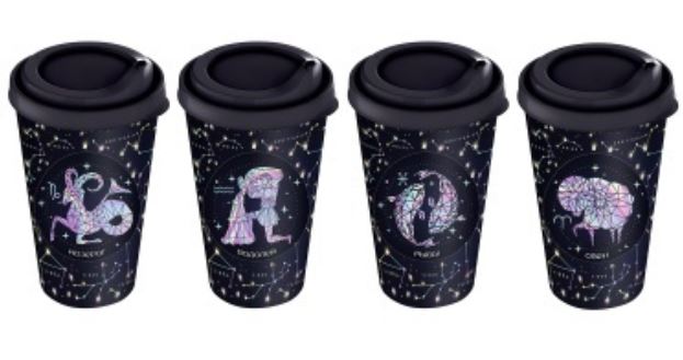 Стакан с крышкой 550мл с декором с клапаном (синий)